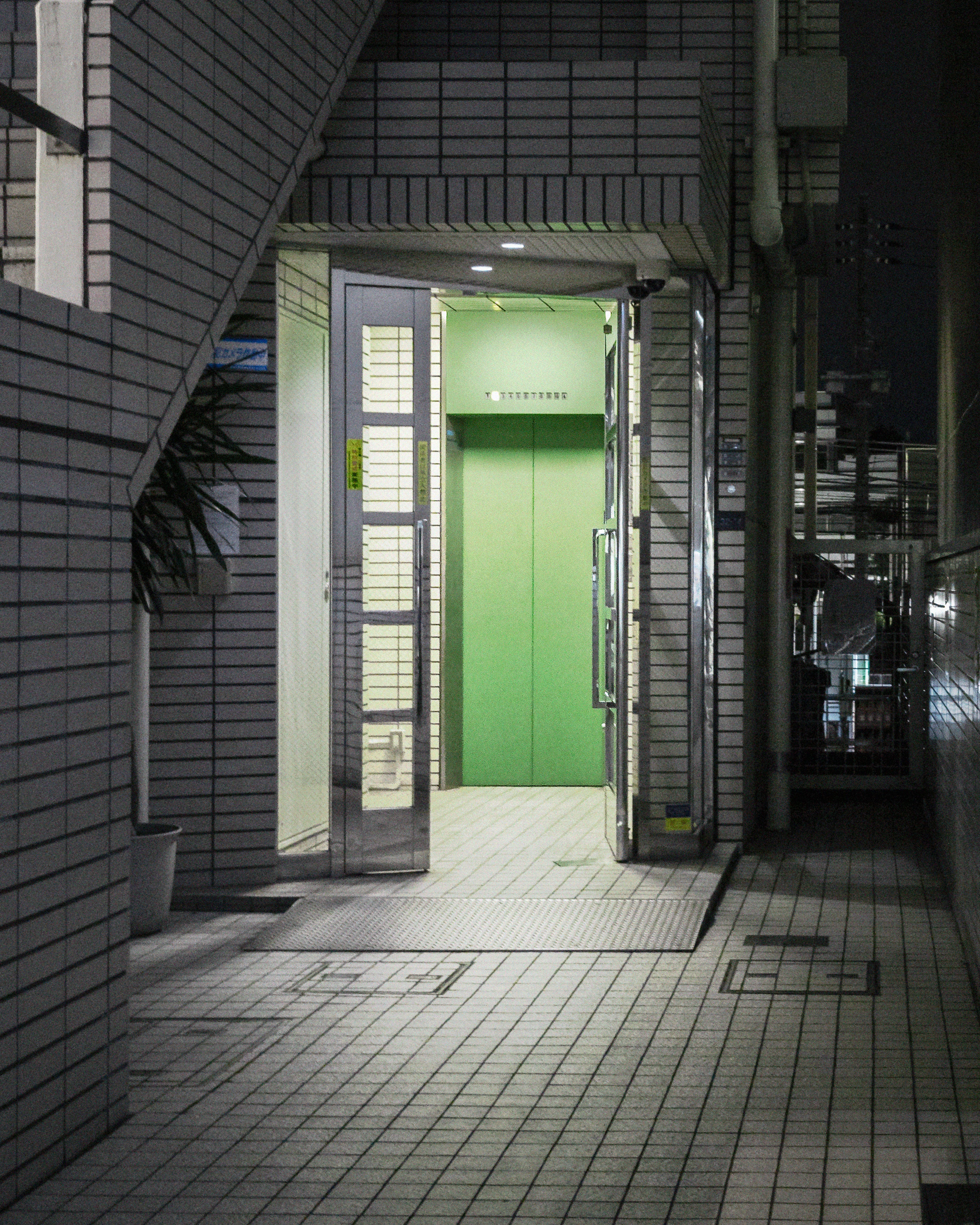 Japan Green Elevator dark background