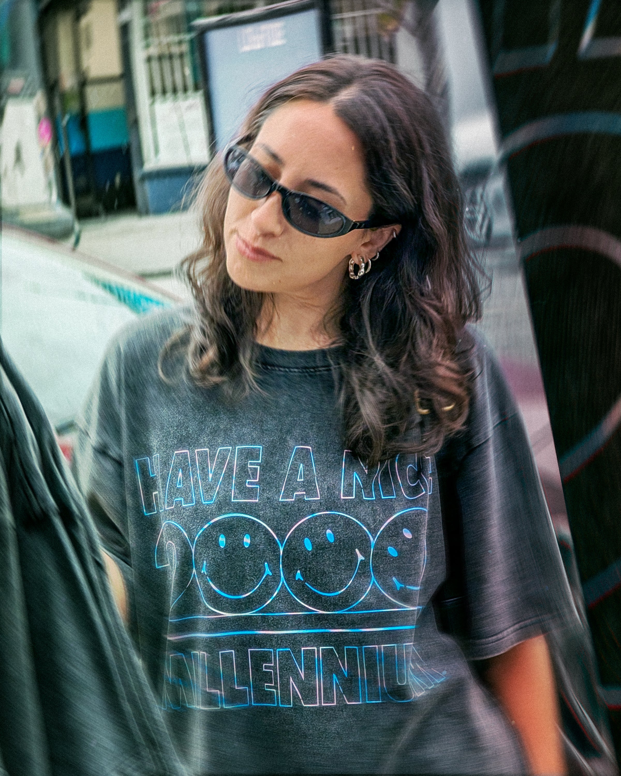 2000's Vintage Black Y2K Preppers Oversized Heavyweight T-Shirt